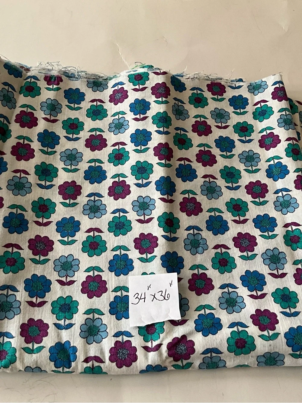 Vintage Quilting Sewing Fabric Lot Flowers & Plants cotton Red Blue Green Teal